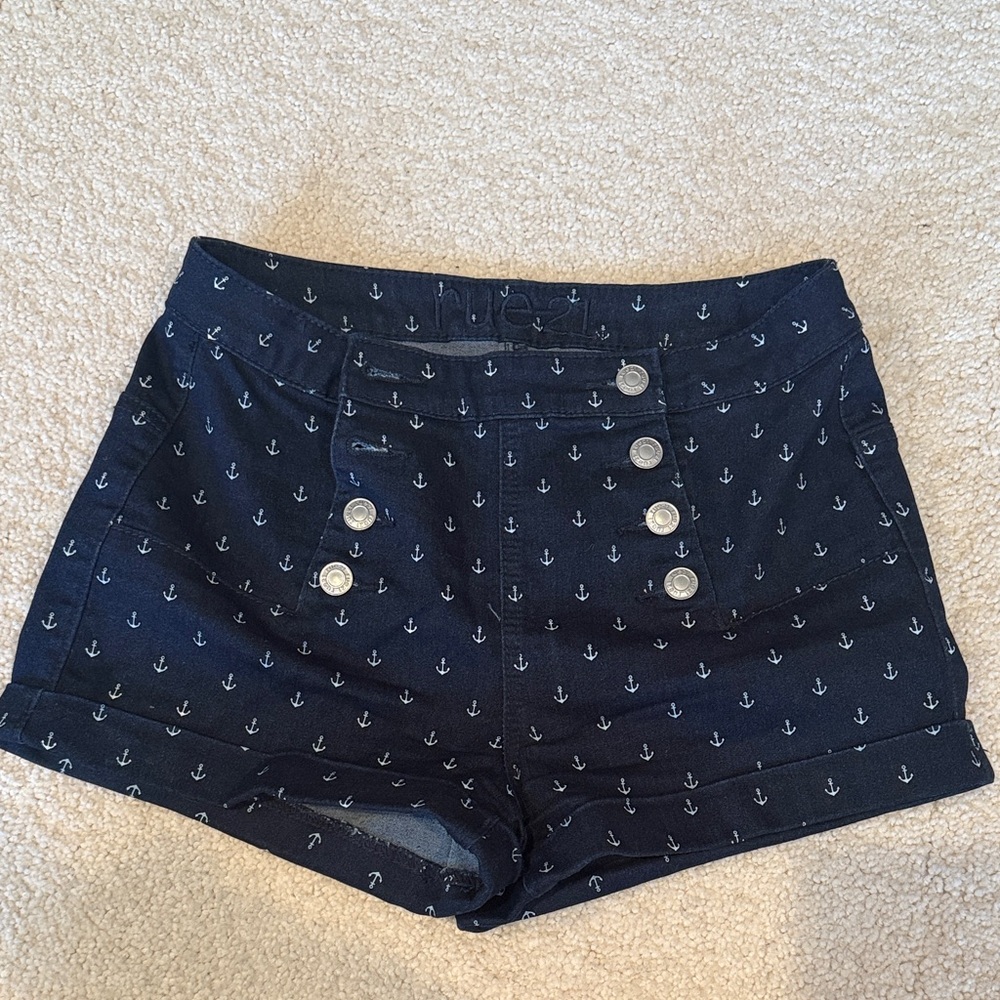 Rue21 Navy Anchor High Waist Shorts